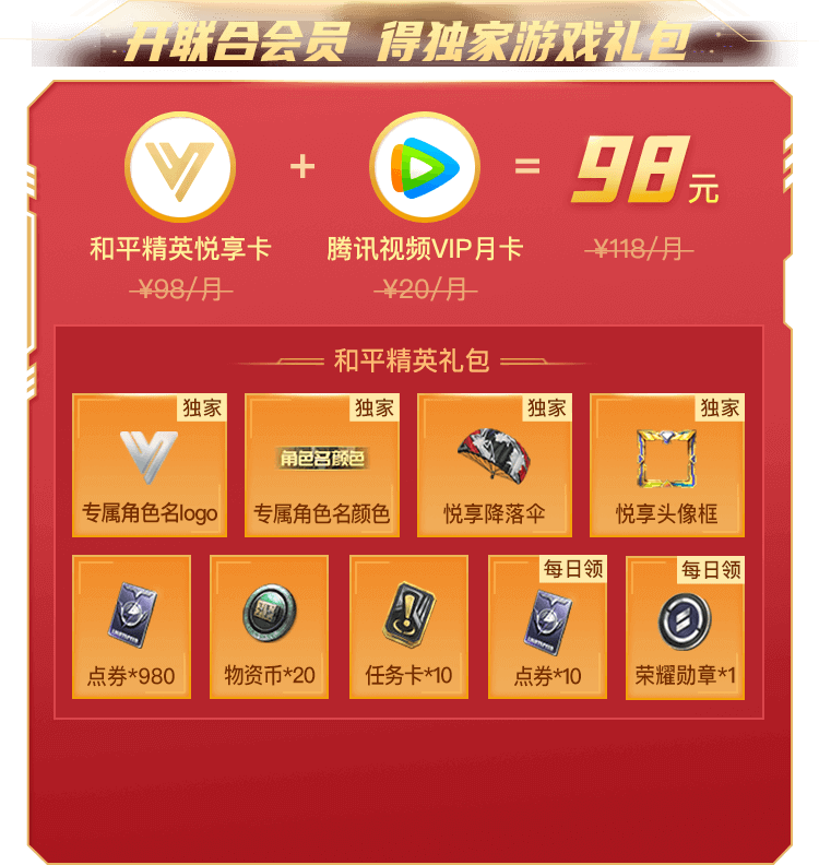 和平精英悦享卡&腾讯视频vip